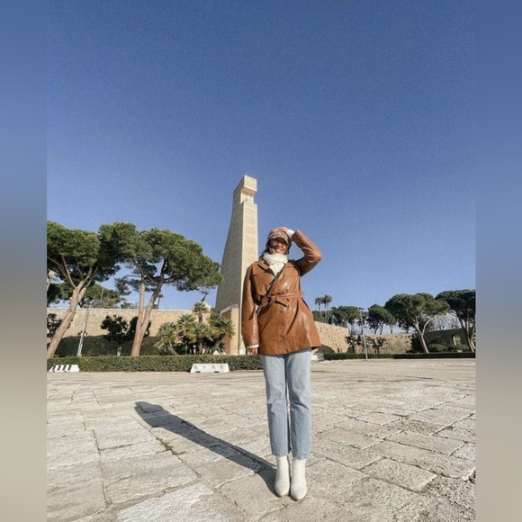 Backyard Roses Western Ranger Faux Leather Jacket Size Small NWT + belt - Picture 9 of 14